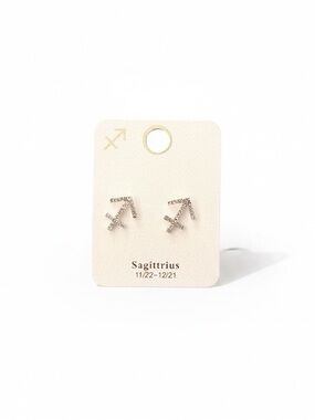 Sagittarius Astrological Zodiac Sign Rhinestone Silver Earrings Nov 22 - Dec 21
